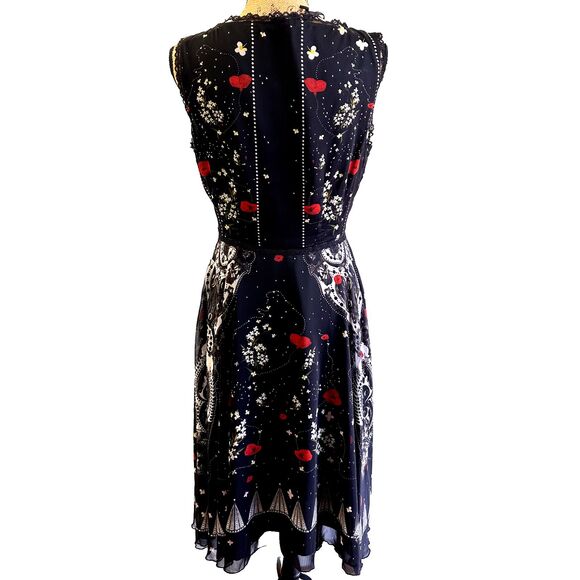Piccione Piccione by Silvian Heach Black Floral Midi Sleeveless Dress Sz L - Picture 9 of 16